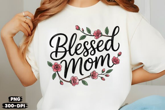 Blessed Mom Floral Faith T-Shirt Design