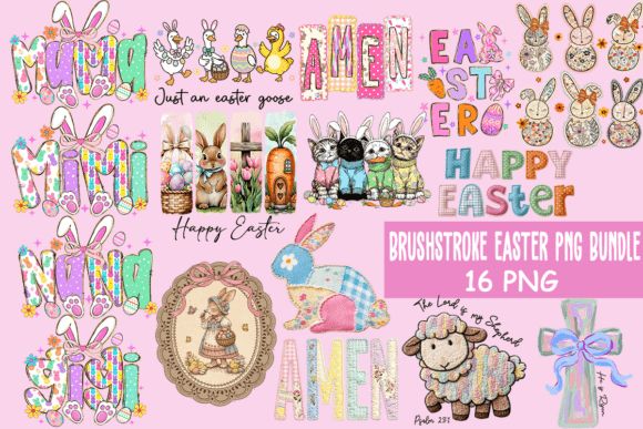 Brushstroke Easter PNG Bundle for T-Shirt Designs