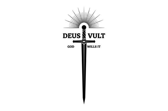 Deus Vult Sword Cross Design for T-Shirt Designs