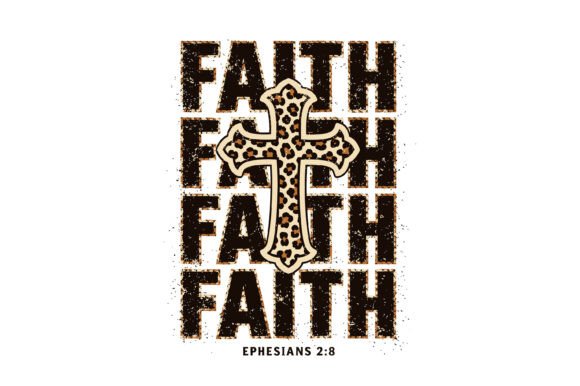Faith Leopard Cross Ephesians 2 8 SVG for T-Shirt Designs