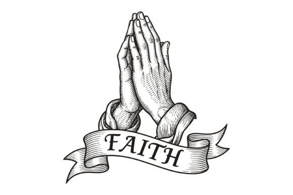 Faith Praying Hands Vintage Design T-Shirt Designs