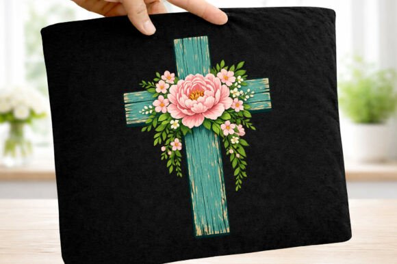 Floral Easter Cross Sublimation Png