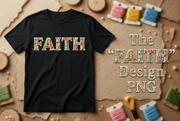 Floral Faith Lettering T-Shirt Design