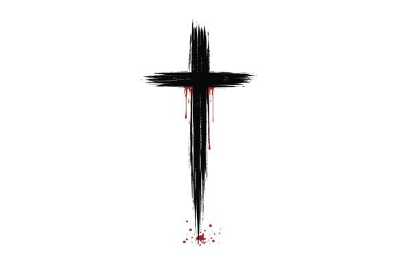 Grunge Blood Drip Cross Design for T-Shirt Designs