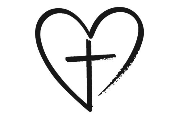 Heart Cross Brush Stroke SVG Design for T-Shirt Designs
