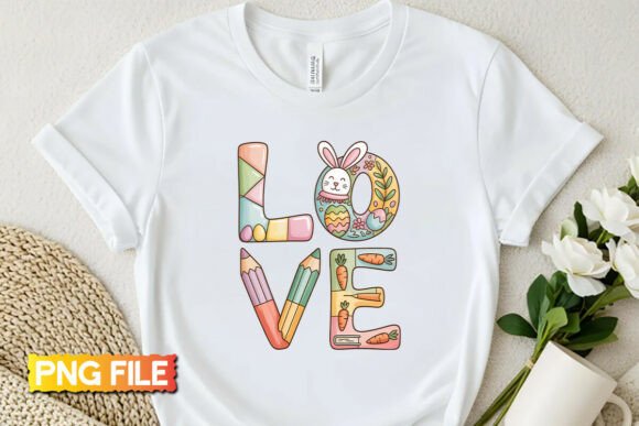 Love Easter Teacher Sublimation PNG for T-Shirt Designs