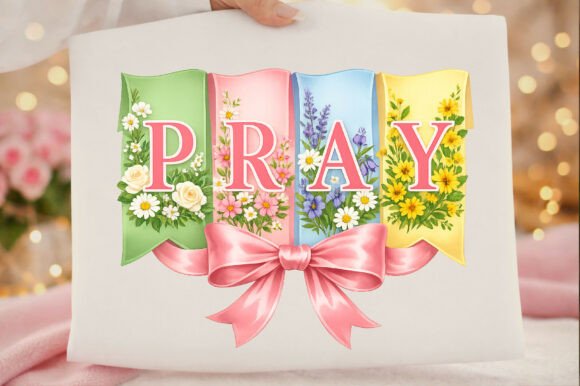 Pray Floral Faith Coquette Bow Png