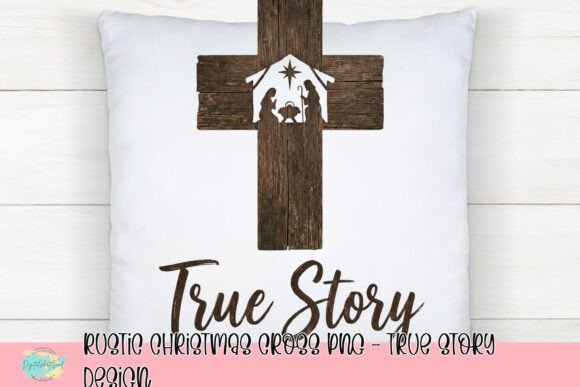 Rustic Christmas Cross PNG for T-Shirt Designs