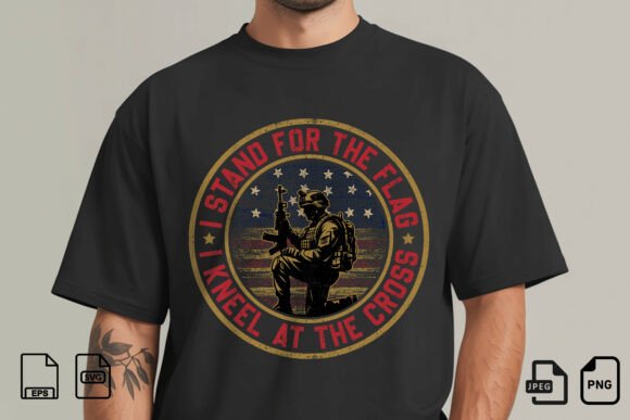 Stand for Flag Kneel Cross SVG for T-Shirt Designs
