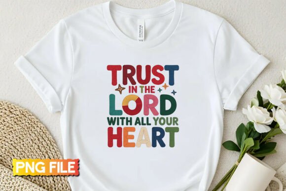 Trust in the Lord Embroidery Style PNG for T-Shirt Designs